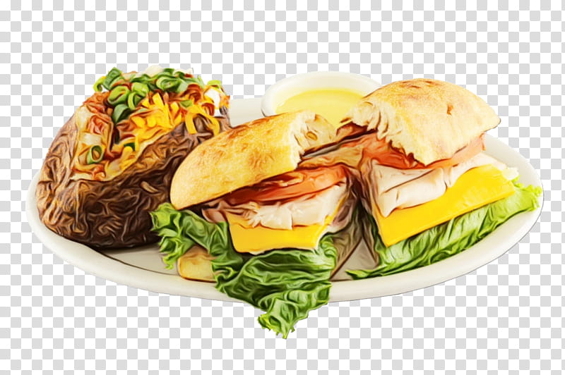 dish food cuisine ingredient fast food, Watercolor, Paint, Wet Ink, Junk Food, Breakfast Sandwich, Staple Food, Finger Food transparent background PNG clipart