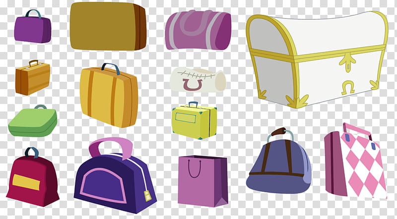 Ponyville luggage, assorted bag illustration lot transparent background PNG clipart