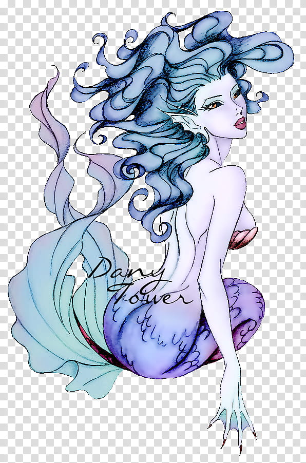 Anyae Mermaid, blue haired mermaid illustration transparent background PNG clipart