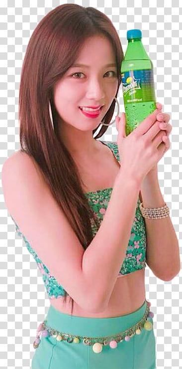 Jisoo BLACKPINK, woman holding Sprite bottle transparent background PNG clipart