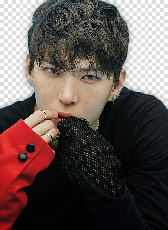 Render VIXX, man wearing black and red long-sleeved shirt transparent background PNG clipart