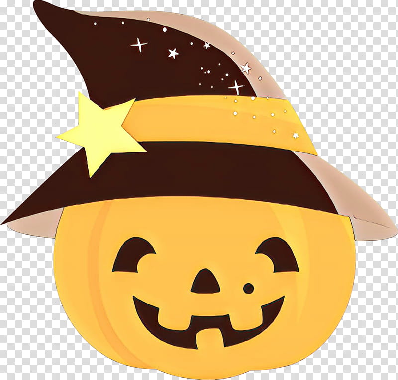 Jack-o'-lantern, Cartoon, Trickortreat, Yellow, Jackolantern, Smile, Hat, Headgear transparent background PNG clipart