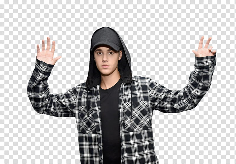 Justin Bieber , Justin Bieber standing raising his hands transparent background PNG clipart