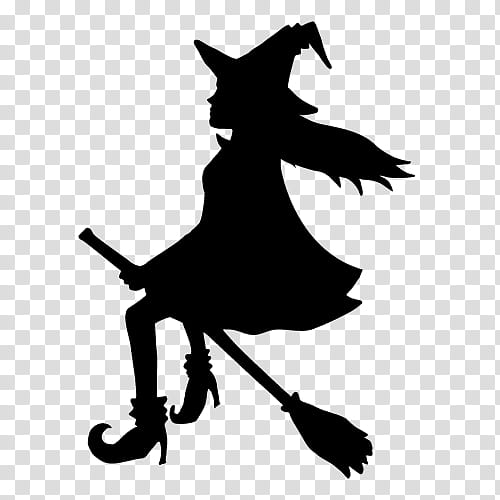 Halloween Witch Hat, Silhouette, Obake, Halloween , Broom, Blackandwhite, Stencil transparent background PNG clipart