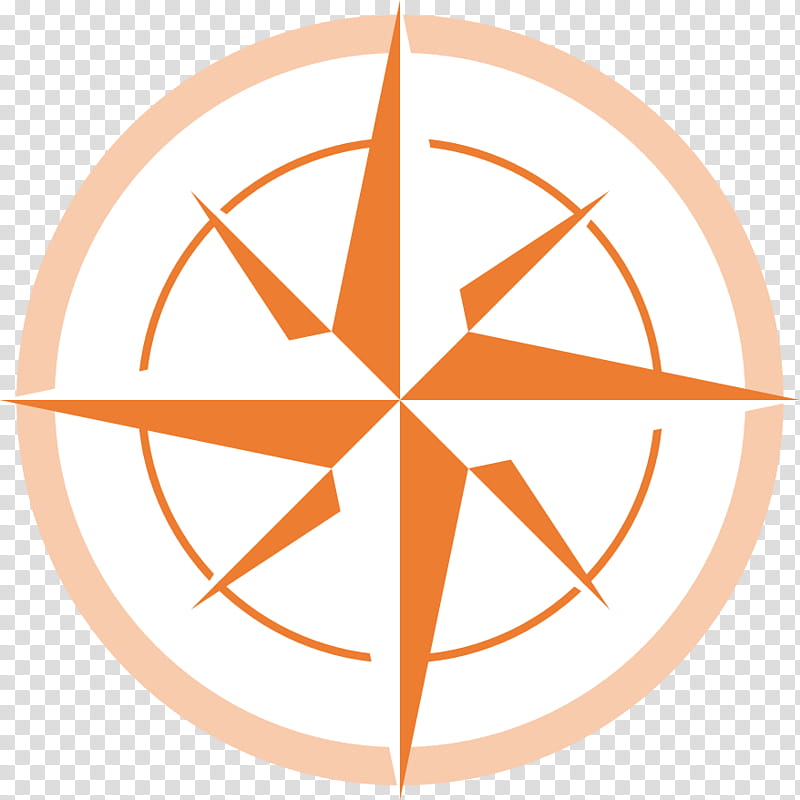 Rose Logo, Compass Rose, North, Wind Rose, East, West, Orange, Line transparent background PNG clipart