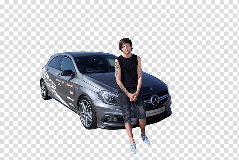 Louis Tomlinson , man leaning on car transparent background PNG clipart