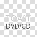 Gill Sans Text Dock Icons, Toast, white background with Toast DVD/CD text overlay transparent background PNG clipart