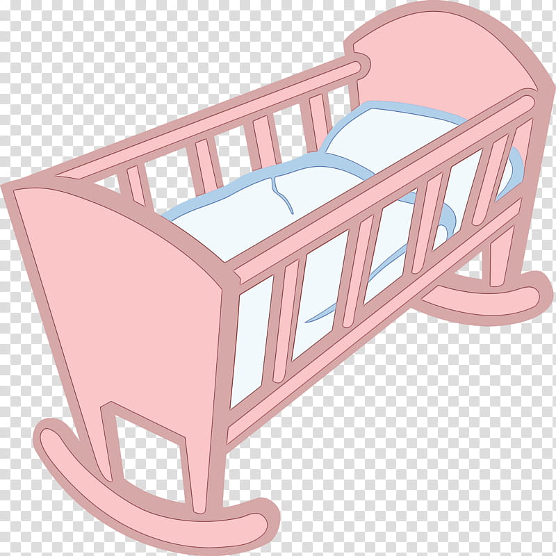 infant bed baby products pink cradle furniture, Watercolor, Paint, Wet Ink, Chair transparent background PNG clipart