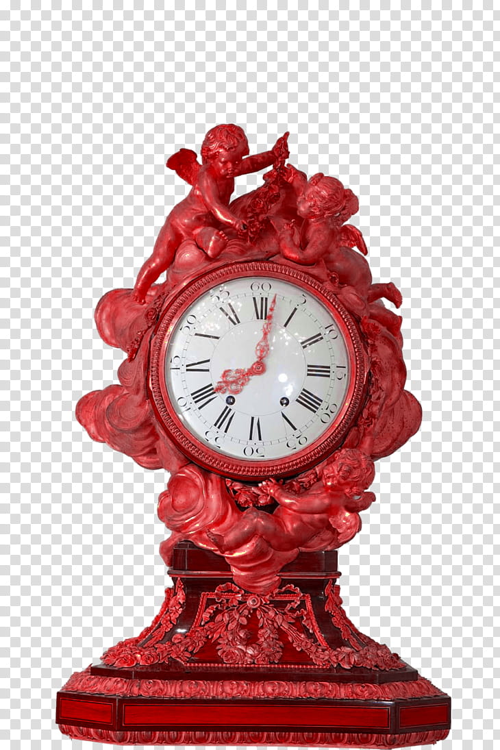 Red objects  , red and white analog clock at : transparent background PNG clipart