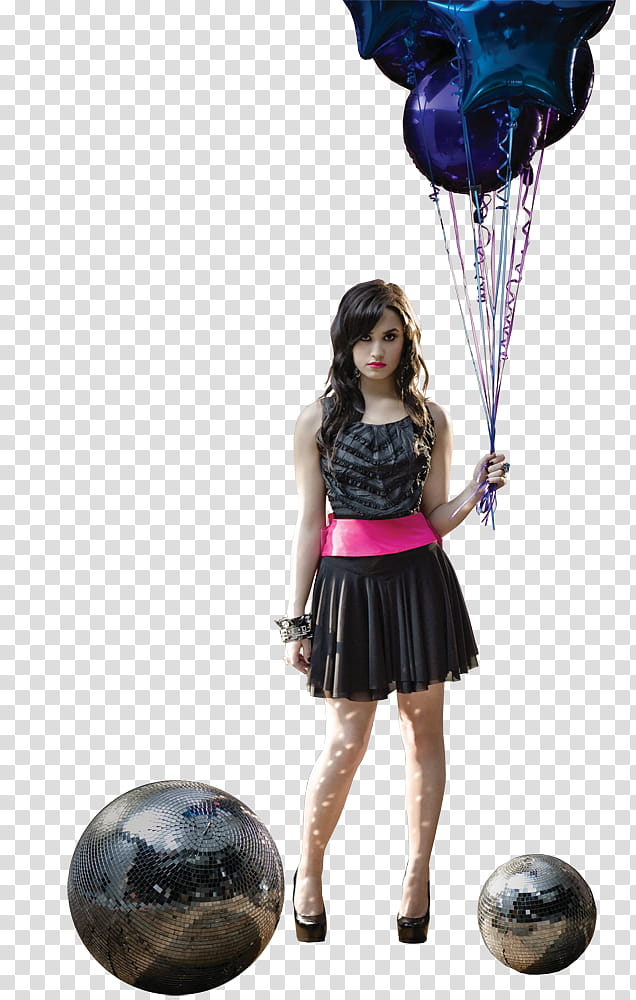 Demi Lovato Zip, woman holding purple balloons transparent background PNG clipart