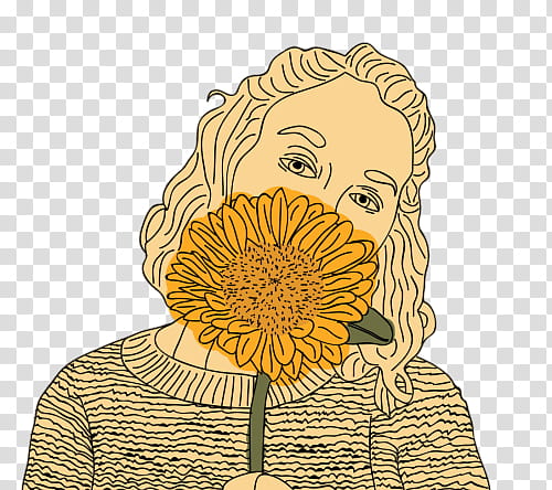 Watch, woman holding yellow sunflower illustration transparent background PNG clipart