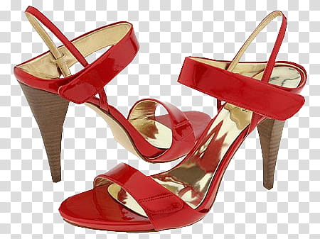 pair of red leather heeled sandals transparent background PNG clipart