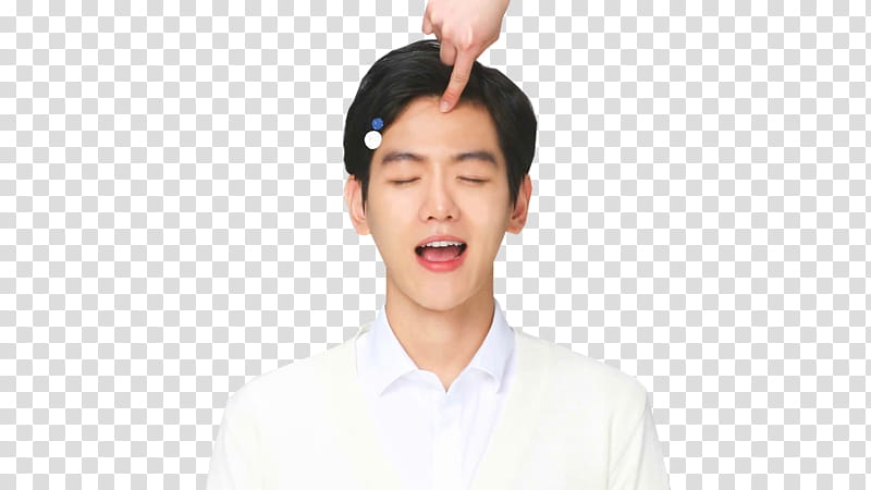 Baekhyun Nature Republic, person touching man's forehead transparent background PNG clipart