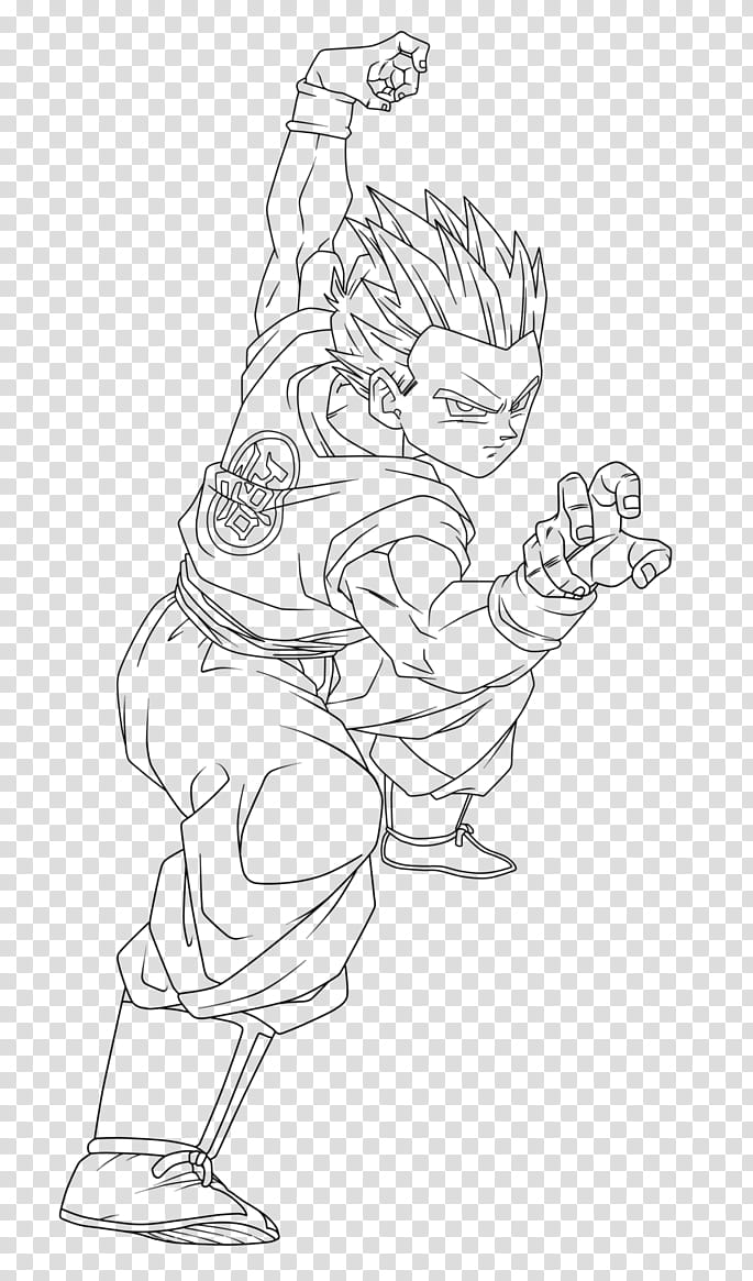 GT goten pose Lineart, Dragon Ball Z character illustration transparent background PNG clipart