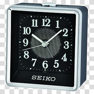 square white Seiko analog desk clock transparent background PNG clipart