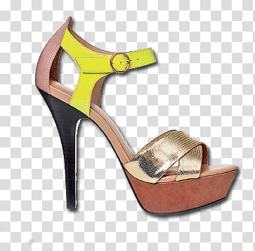 cosmo fashion, yellow and gold leather open-toe stiletto sandal transparent background PNG clipart