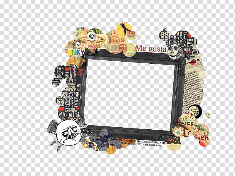grey, yellow, and black newsprint frame transparent background PNG clipart