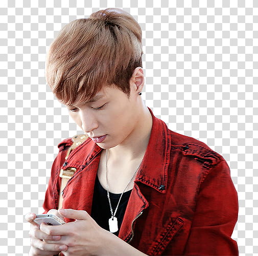 Yixing, man using smartphone transparent background PNG clipart