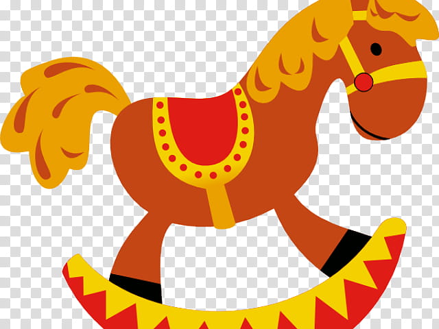 Horse, Rocking Horse, Toy, Child, Hobby Horse, Infant, Yellow, Orange transparent background PNG clipart