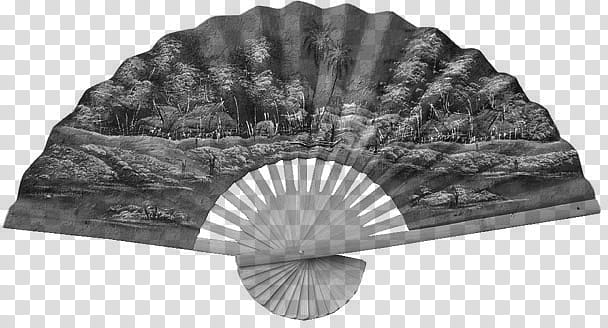 Paper Fans Stamps, grey jungle printed hand fan transparent background PNG clipart