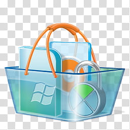 Windows Live For XP, blue glass basket with padlock transparent background PNG clipart