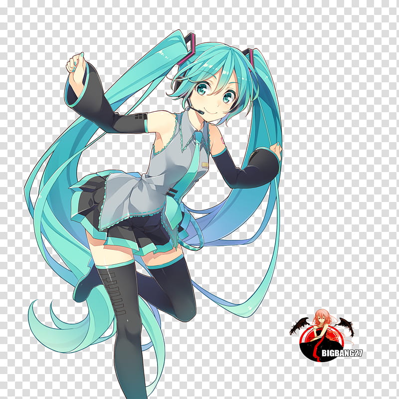 Hatsune Miku vocaloid render , Bigbang  Hatsune Miku transparent background PNG clipart