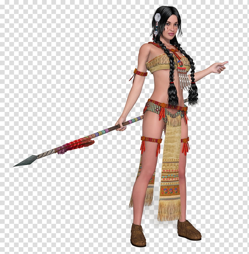 Squaw, woman holding spear transparent background PNG clipart