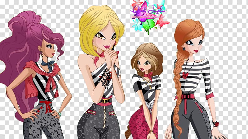 Winx Club Bloom Stella Flora and Leila transparent background PNG clipart