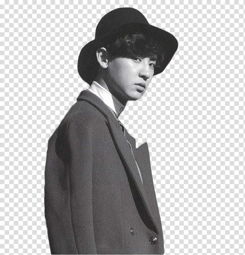 Chanyeol EXODUS Concept, man in grey suit and black hat transparent background PNG clipart