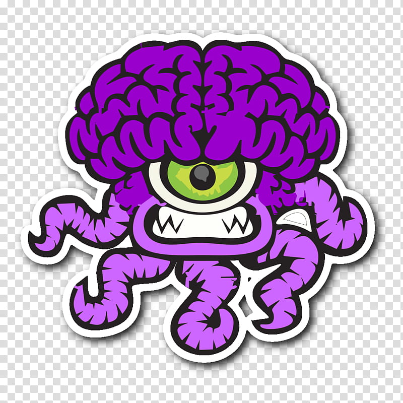 Brain, Monster, Chiari Malformation, Human Brain, Purple, Violet, Cartoon, Sticker transparent background PNG clipart