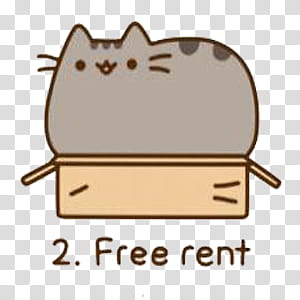 pusheen car with free rent text transparent background PNG clipart