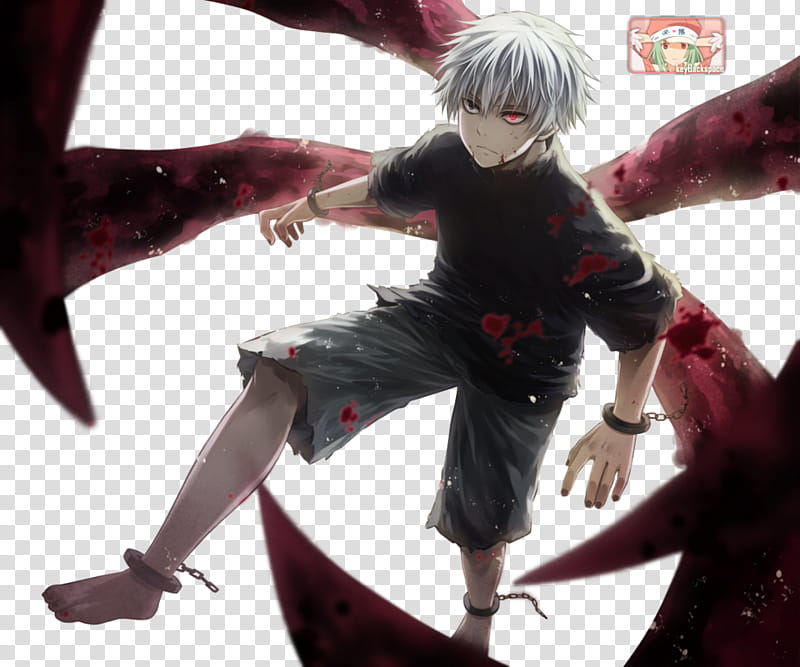 Kaneki Ken (Tokyo Ghoul), Render, white haired male character transparent background PNG clipart