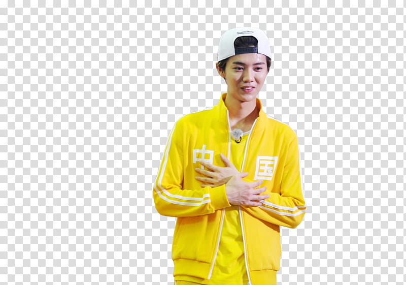 LUHAN Running Man season EP, man in yellow jacket on focus graphy transparent background PNG clipart