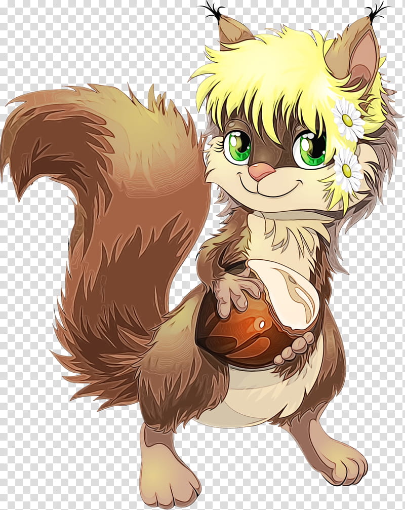 cartoon tail squirrel drawing animation, Acorns, Watercolor, Paint, Wet Ink, Cartoon, Fur transparent background PNG clipart