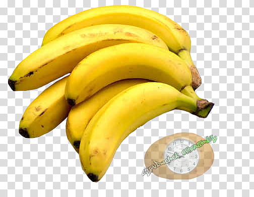 Banana Render, six ripe bananas transparent background PNG clipart