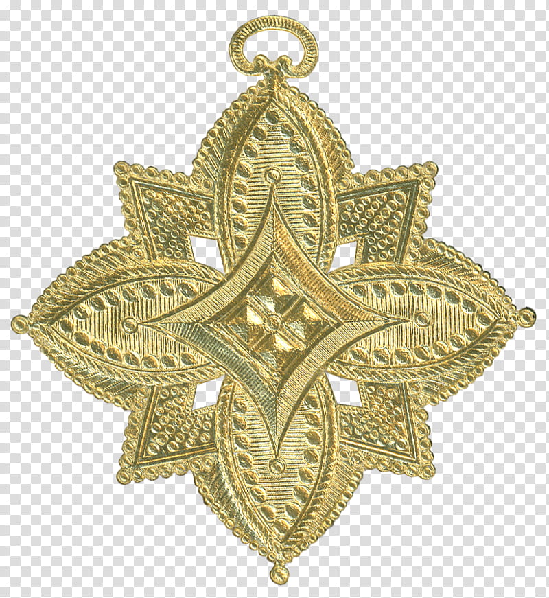 German Dresden Gold Paper Medallion Ornament , gold-colored pendant transparent background PNG clipart
