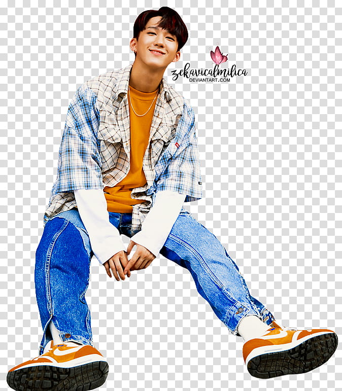 Stray Kids I am WHO, man wearing blue jeans transparent background PNG clipart