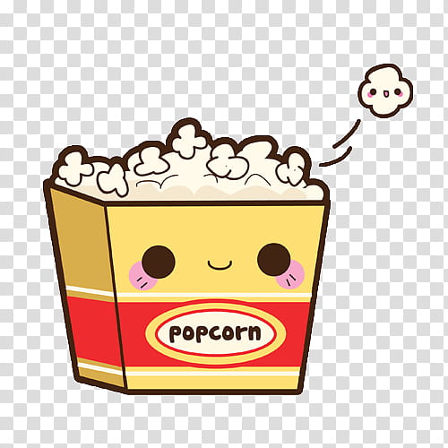 Kawaii Food s, Popcorn illustration transparent background PNG clipart