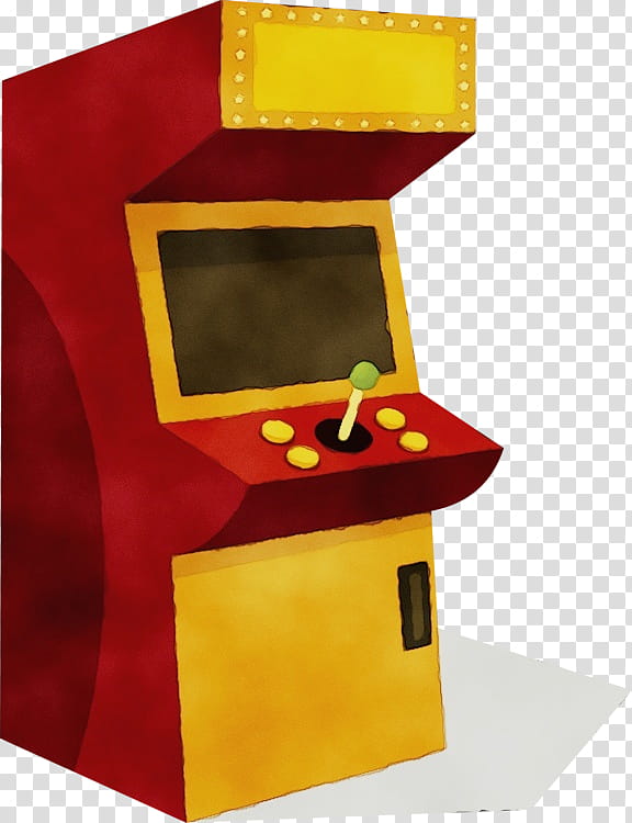 yellow technology games arcade game video game arcade cabinet, Watercolor, Paint, Wet Ink, Recreation transparent background PNG clipart