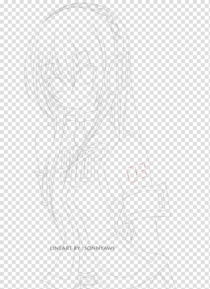 Megurine Luka line art, female anime character transparent background PNG clipart