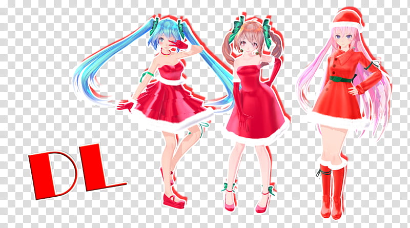 Christmas And New Year, Vocaloid, Christmas Day, Hatsune Miku, Model, Kagamine Rinlen, Utau, Meiko transparent background PNG clipart