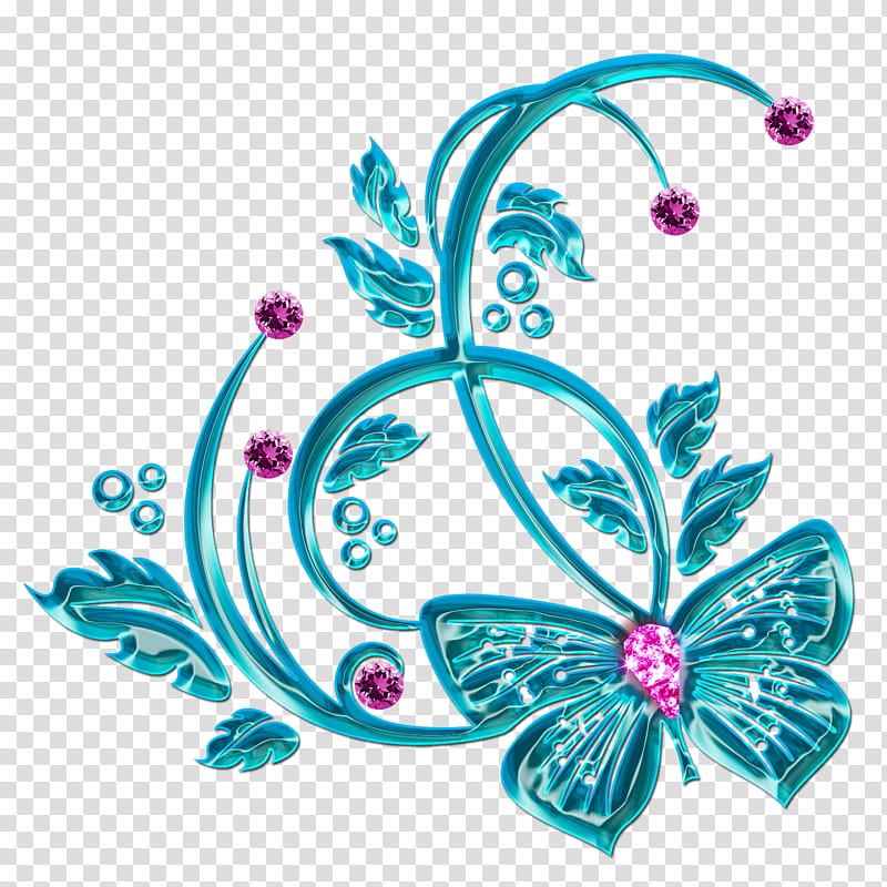 Graceful decorative embellishm, teal butterfly illustration transparent background PNG clipart