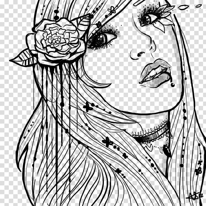 Headshot Lineart, woman transparent background PNG clipart