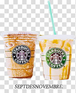 two Starbucks disposable cups transparent background PNG clipart