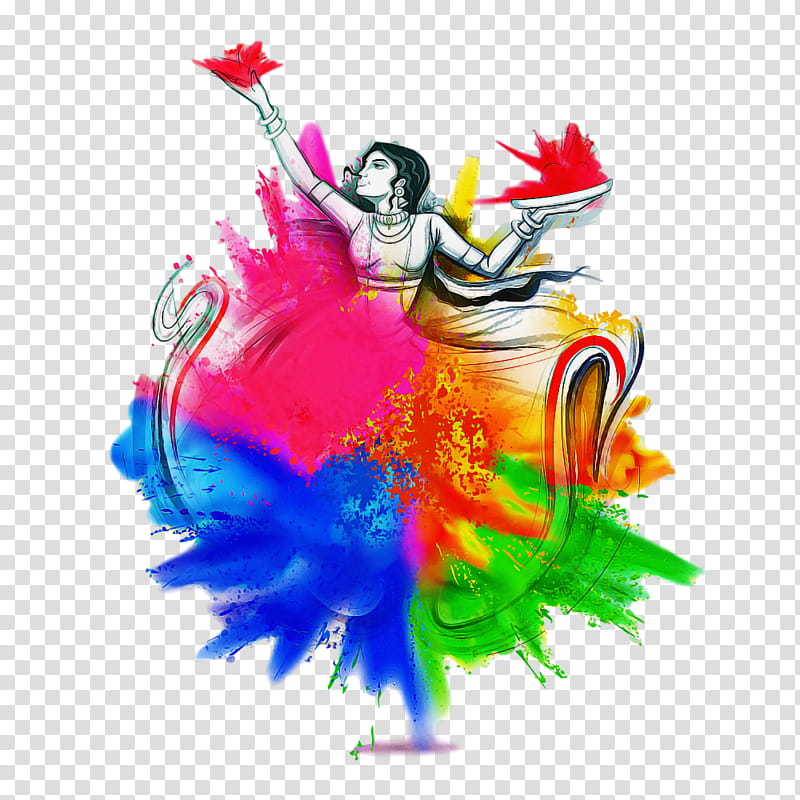 holi happy holi colorful, Dancer, FEATHER BOA transparent background PNG clipart
