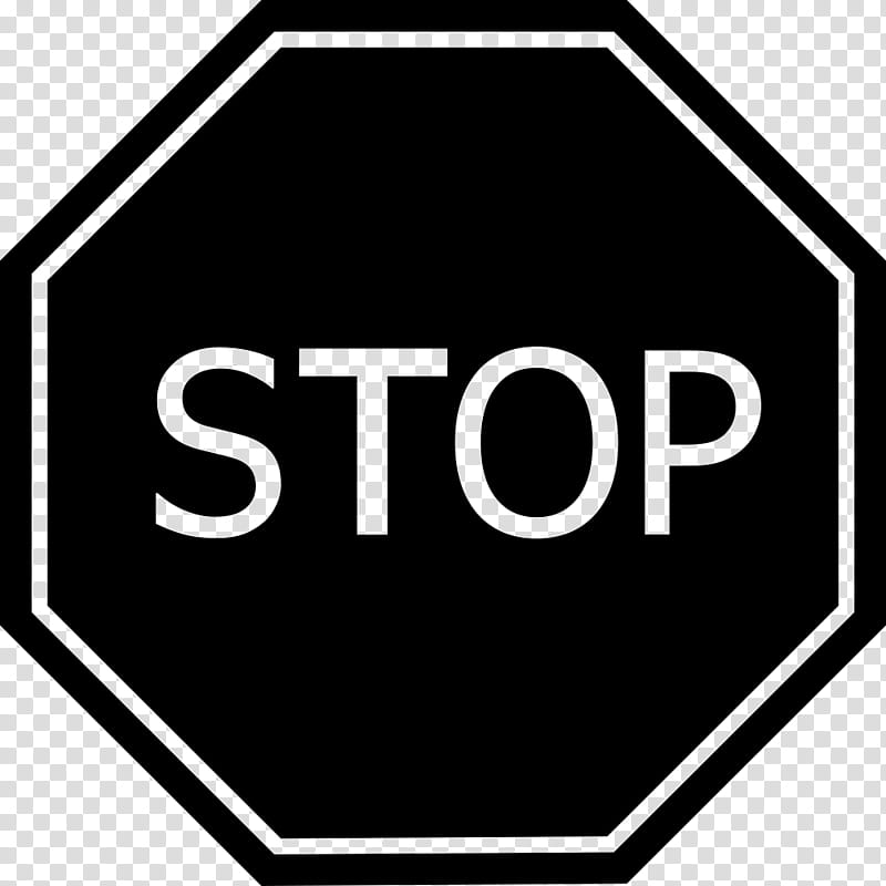 Stop Sign, Black, Logo, Symbol, White, Angle, Text, Signage, Black And White
, Line transparent background PNG clipart