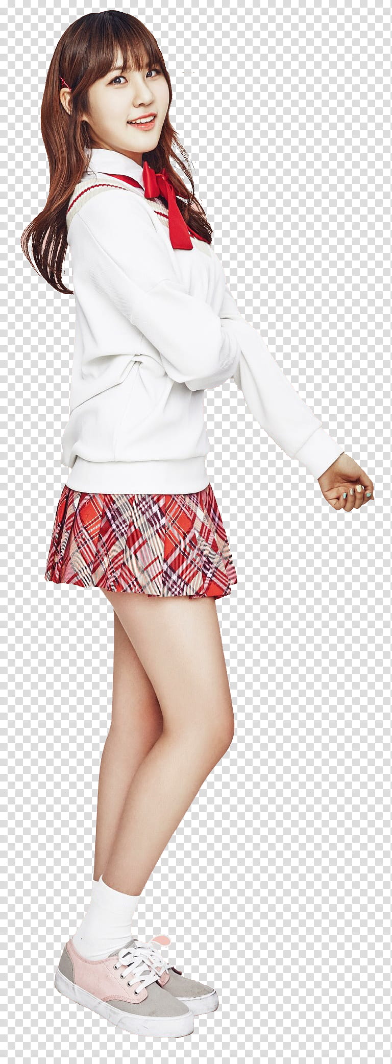 Pristin Pledis Girlz First Concert, woman wearing white long-sleeved top and red skirt transparent background PNG clipart