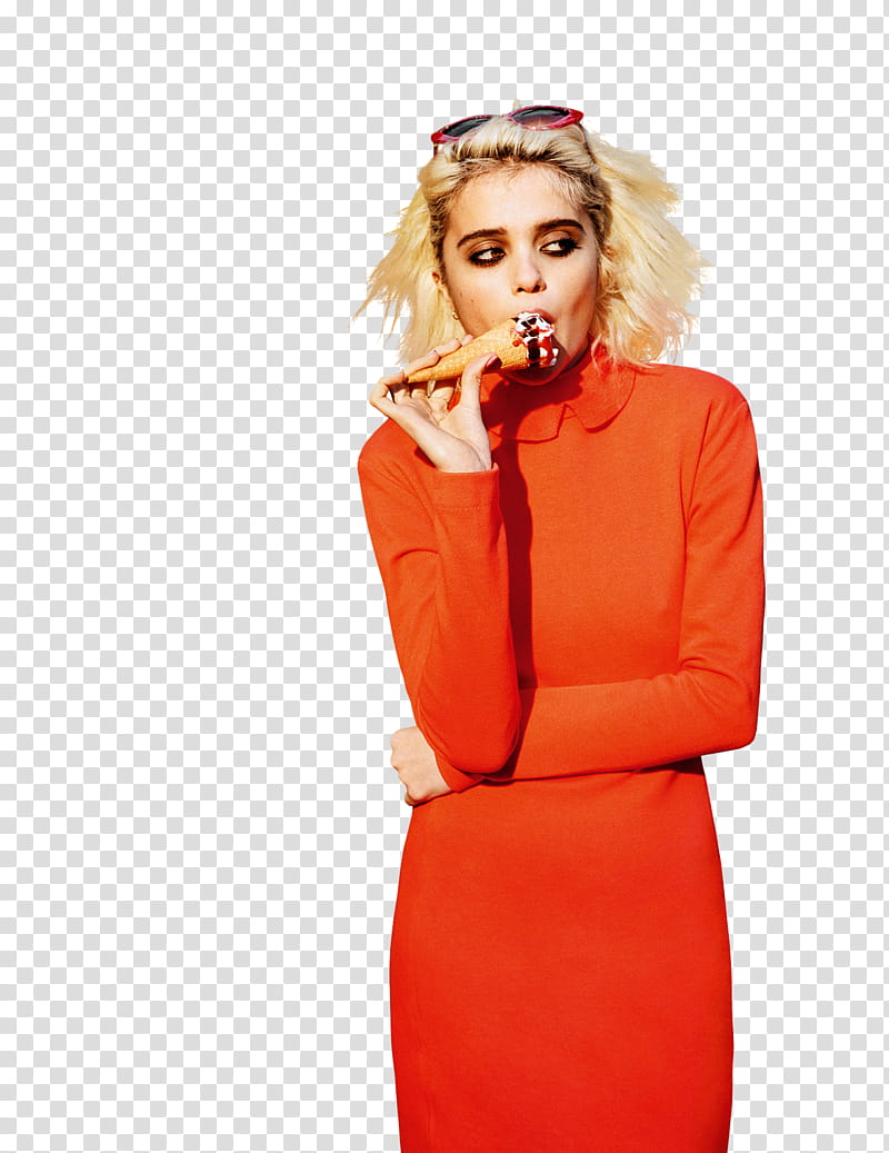 Sky Ferreira, woman eating ice cream transparent background PNG clipart