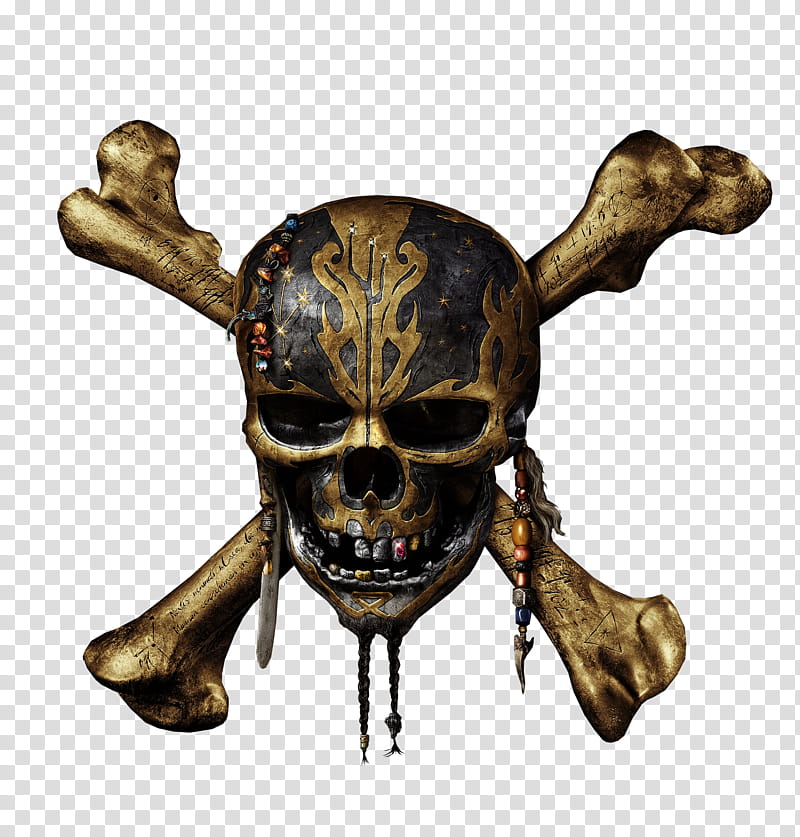 Pirates of the Caribbean  skull logo, black and brown skull illustration transparent background PNG clipart