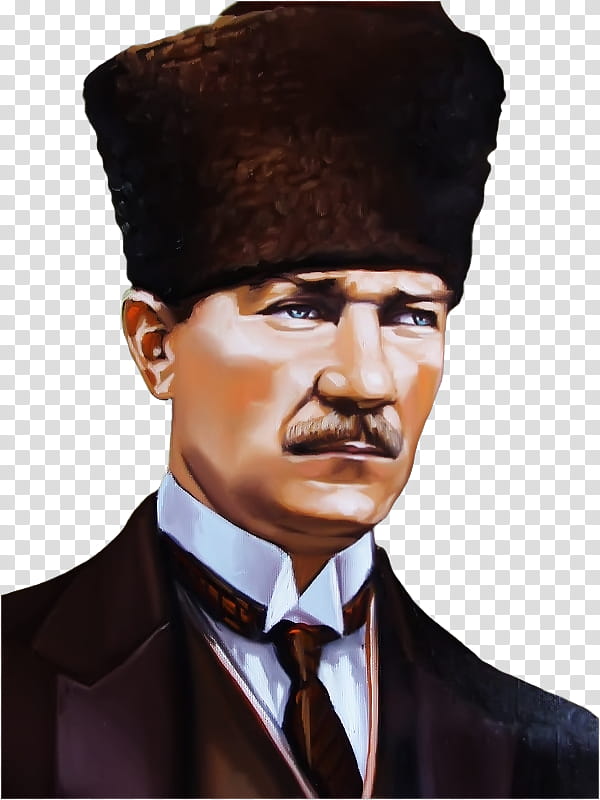 ATATURK, portrait of man with black hat transparent background PNG clipart